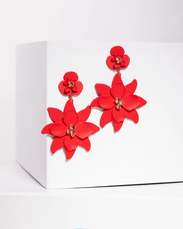 Red Double Flowers Earrings sold by Collete Hayman