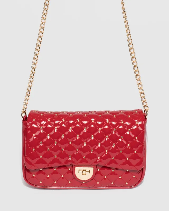Red Taija Stud Crossbody Bag sold by Collete Hayman