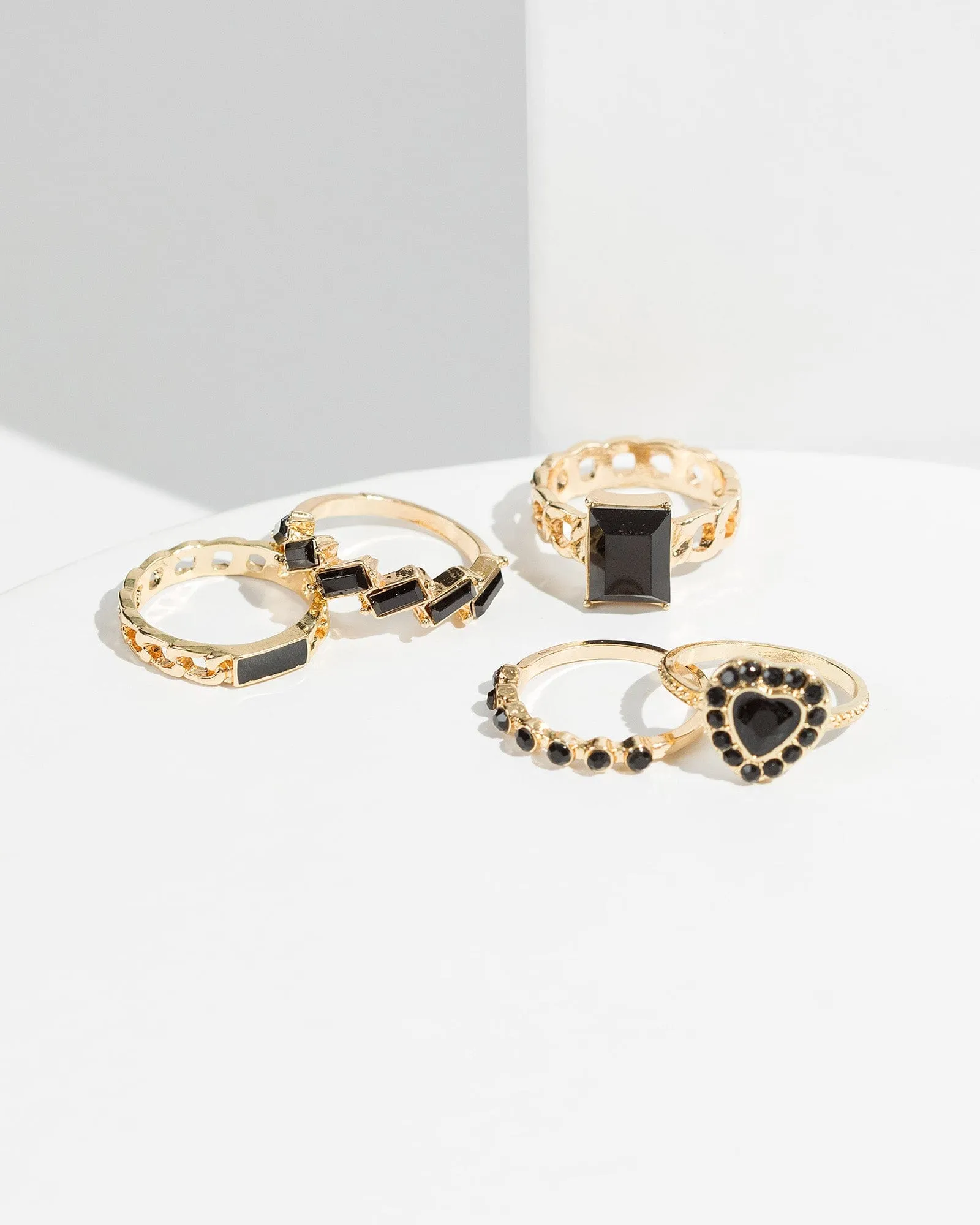 Black Heart Chain Band Ring Pack sold by Collete Hayman