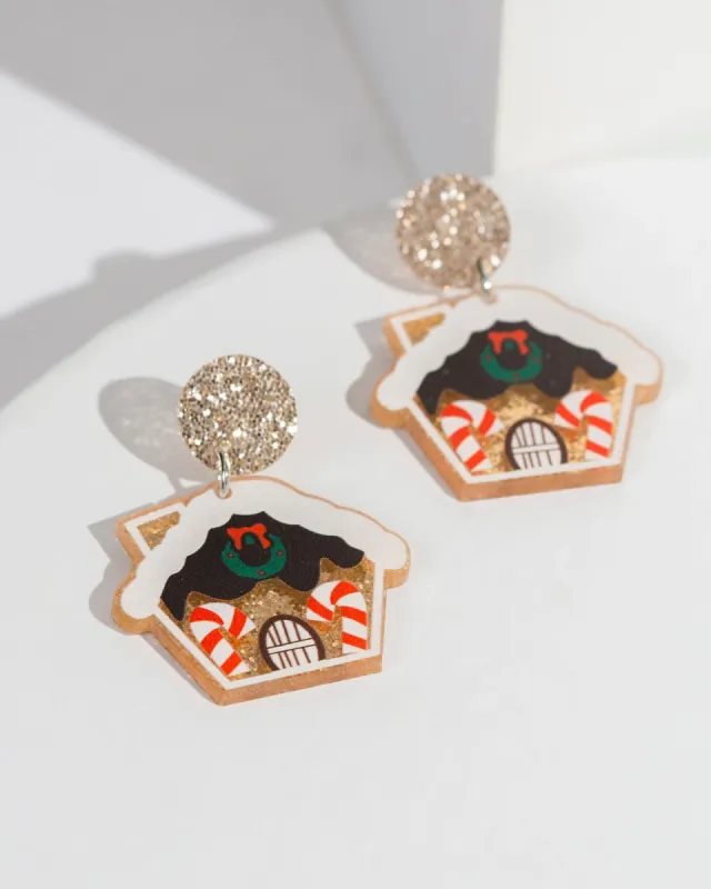 Brown Christmas Gingerbread House Earrings sold by Collete Hayman
