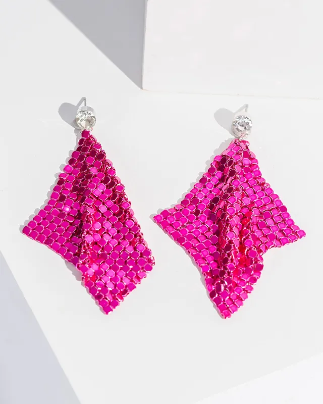Pink Metal Mesh Earrings sold by Collete Hayman
