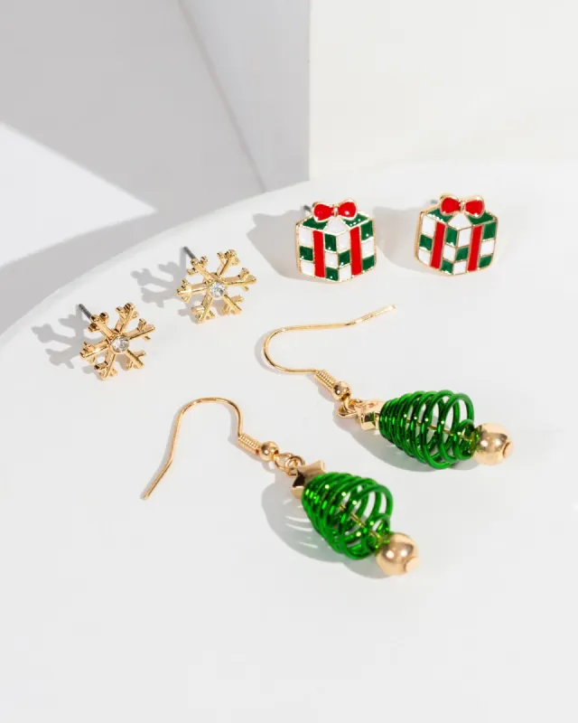 Multi Colour Christmas Tree Earring Pack sold by Collete Hayman