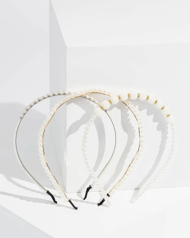 Pearl 3 Pack Multi Pearl Detail Headband sold by Collete Hayman