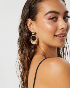 Gold Hammered Door Knocker Earrings sold by Collete Hayman