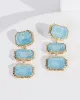 Blue Rectangle Crystal Drop Earrings sold by Collete Hayman