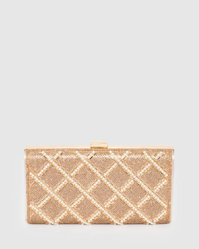 Rose Gold Emma Crystal Clutch Bag sold by Collete Hayman