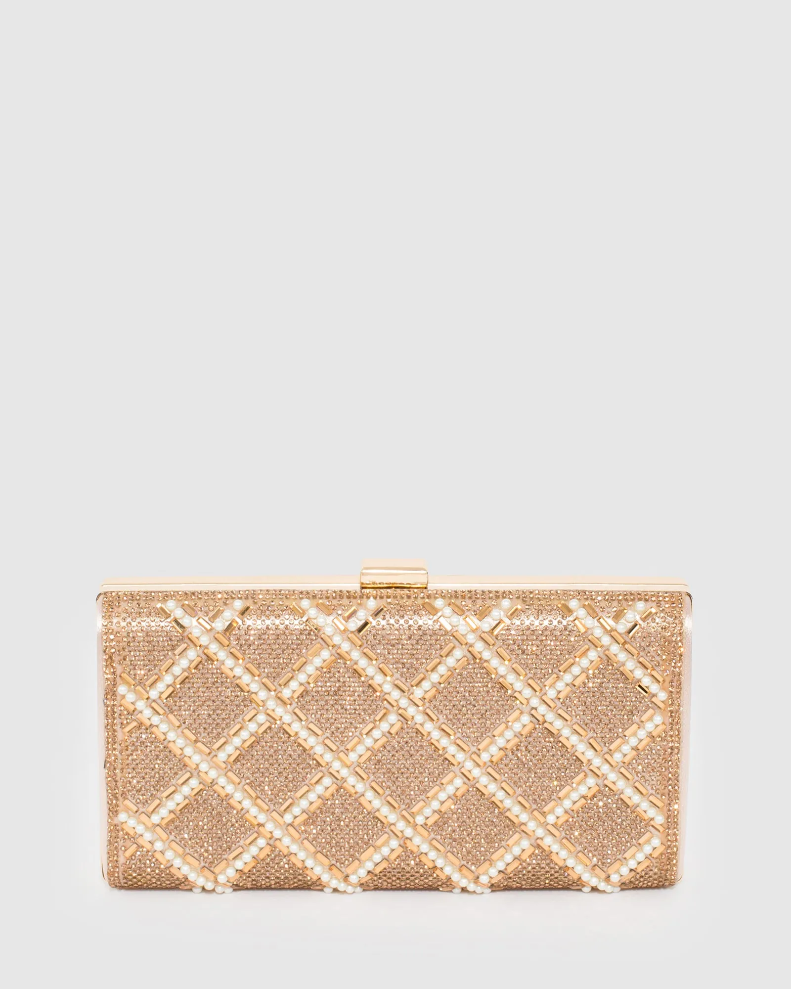 Rose Gold Emma Crystal Clutch Bag sold by Collete Hayman