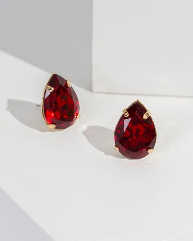 Red Teardrop Crystal Stud Earrings sold by Collete Hayman