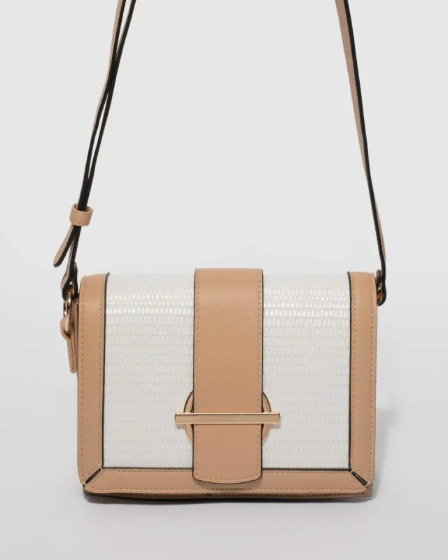 Natural Straw Panel Crossbody Bag sold by Collete Hayman