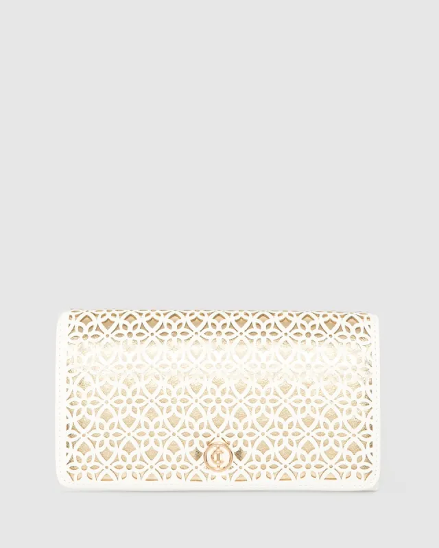 White Meghan Flap Clutch Bag sold by Collete Hayman
