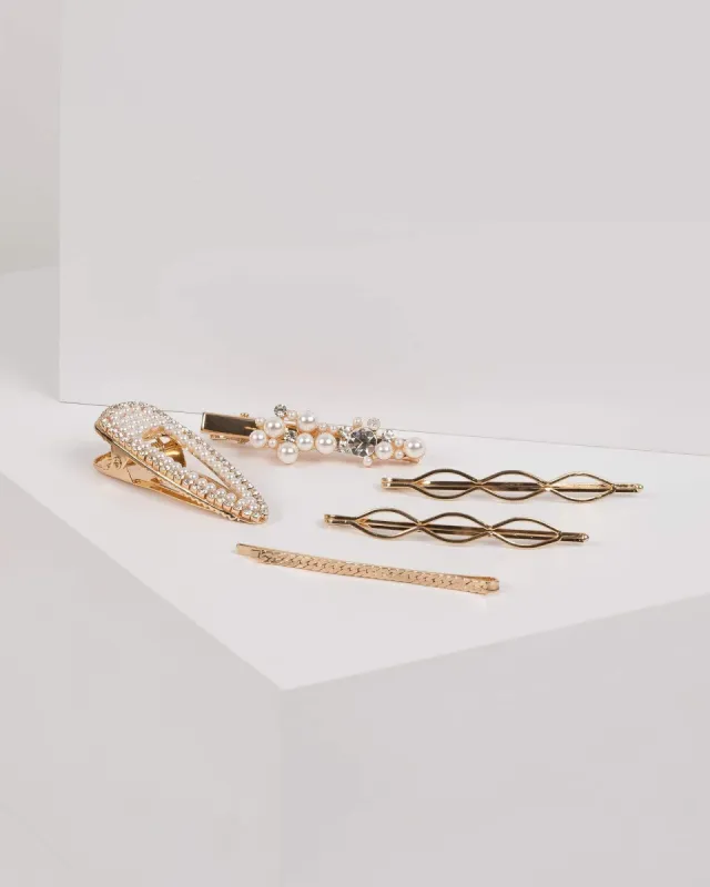 Gold Crystal and Pearl Hair Slide sold by Collete Hayman