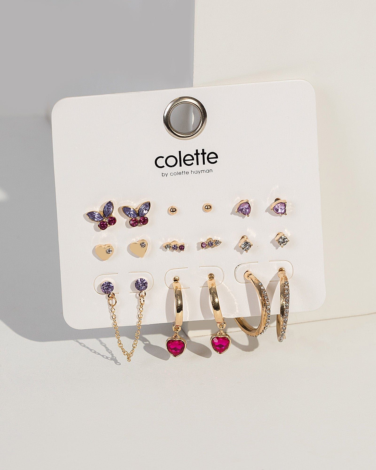 Pink Stud Heart Hoop Earring Pack sold by Collete Hayman
