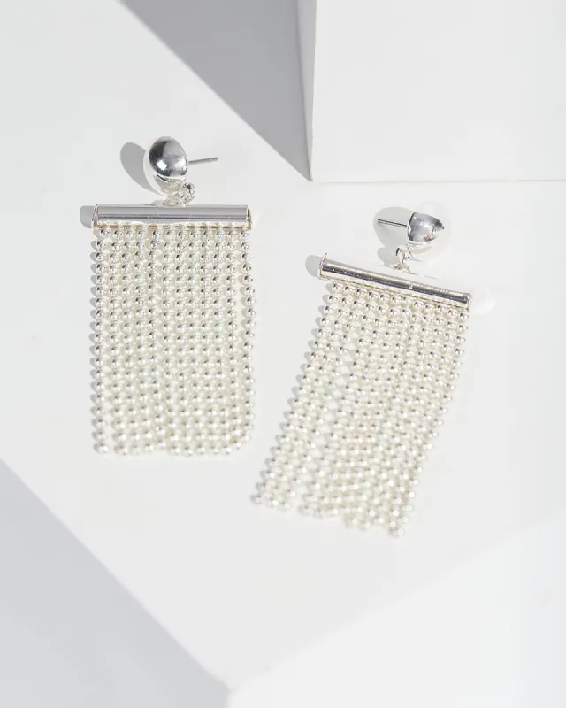 Silver Ball Tassel Drop Earrings sold by Collete Hayman