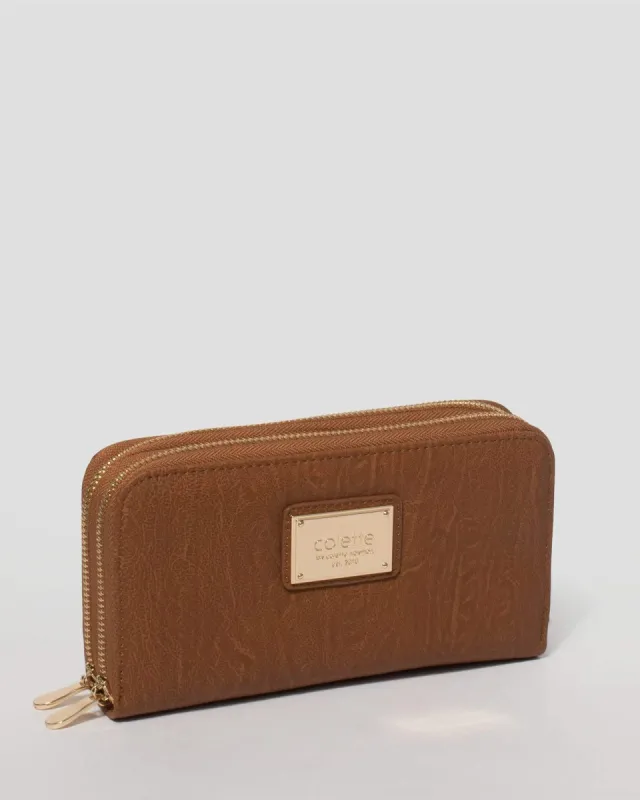 Tan Double Zip Around Wallet sold by Collete Hayman