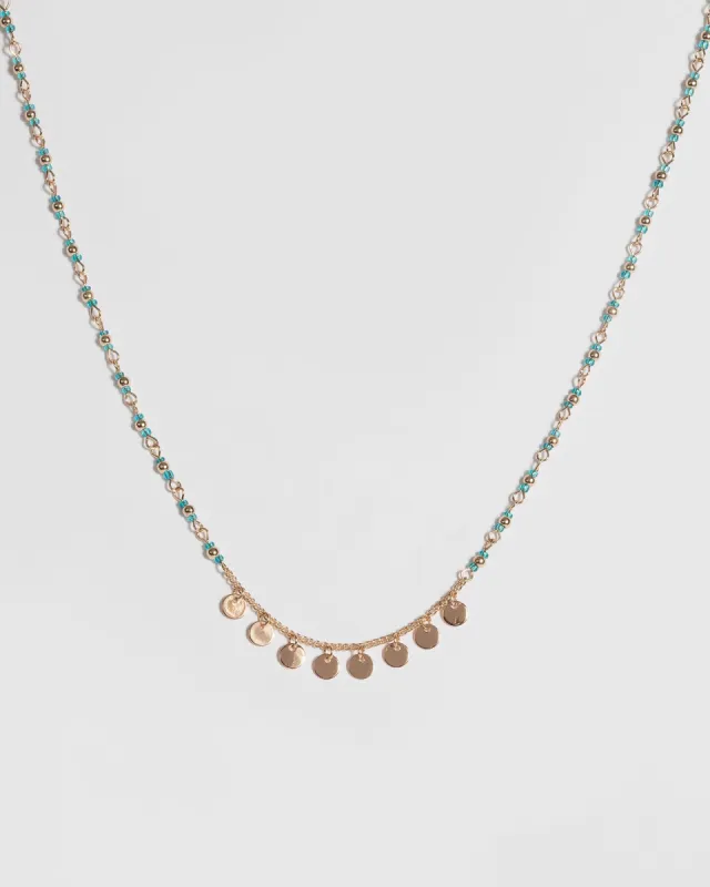 Blue Beaded Mini Disc Necklace sold by Collete Hayman