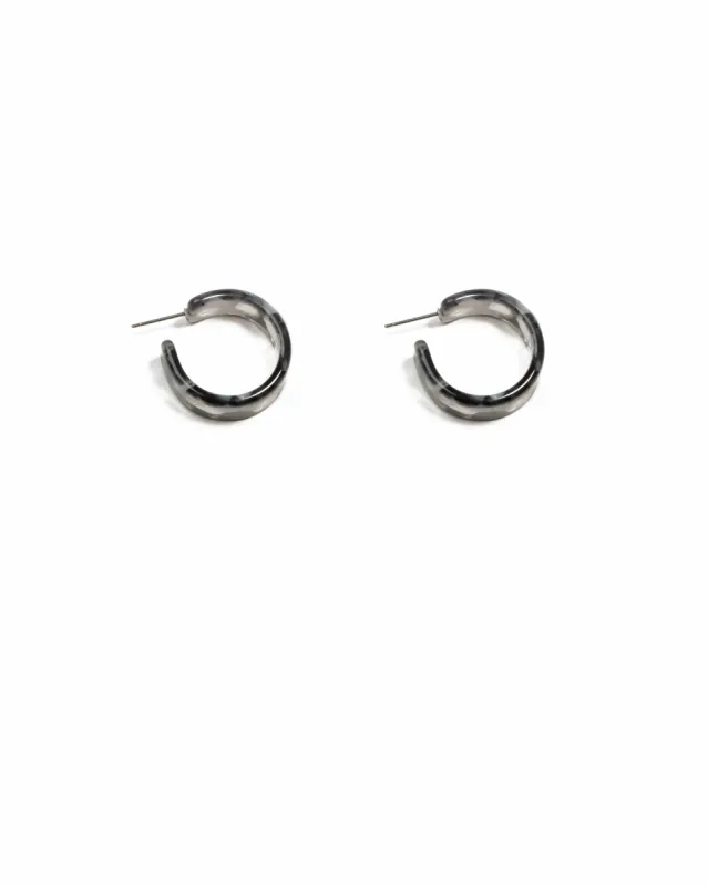 Grey Silver Tone Acrylic Mini Hoop Earrings sold by Collete Hayman