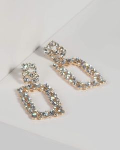 Gold Crystal Rectangle Drop Earrings sold by Collete Hayman