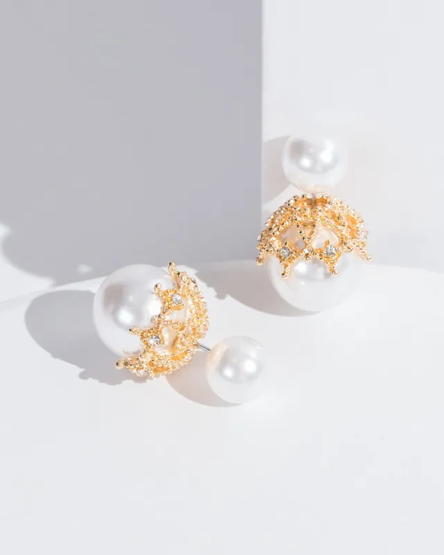 Gold Pearl Detail Earrings sold by Collete Hayman