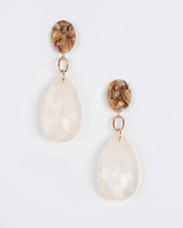 Ivory Acrylic Teardrop Stud Earrings sold by Collete Hayman