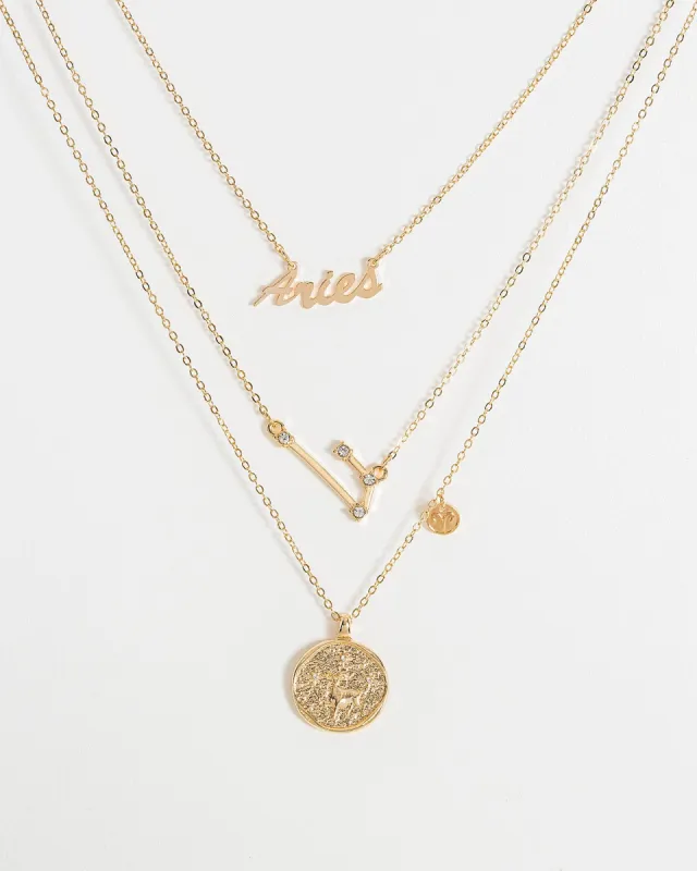 Gold Aries Zodiac Necklace sold by Collete Hayman