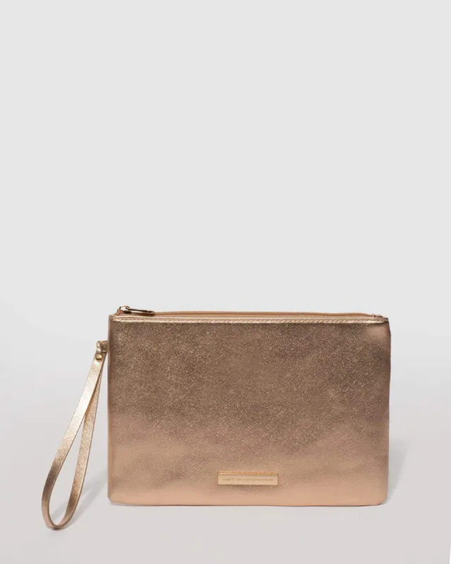 Rose Gold Tasha Wristlet Clutch Bag sold by Collete Hayman