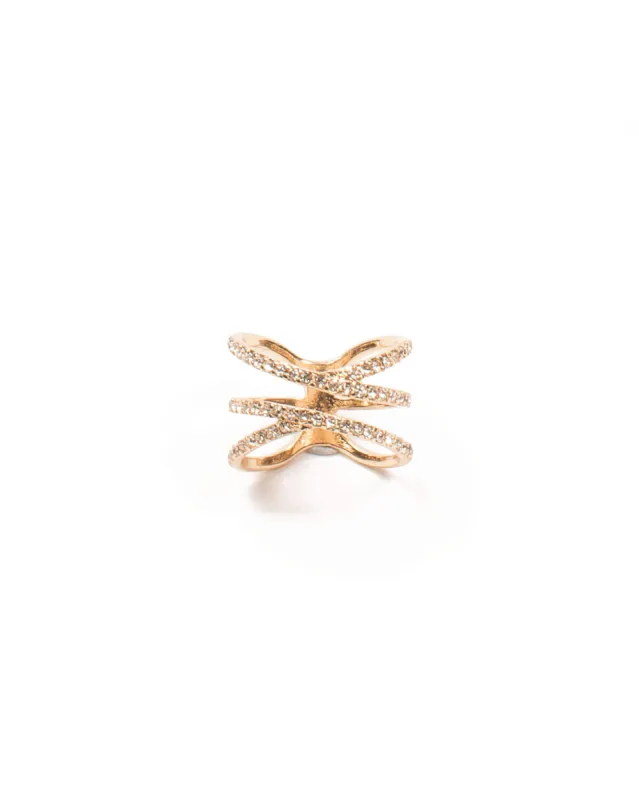 Gold Wrap Diamante Ring - Large sold by Collete Hayman