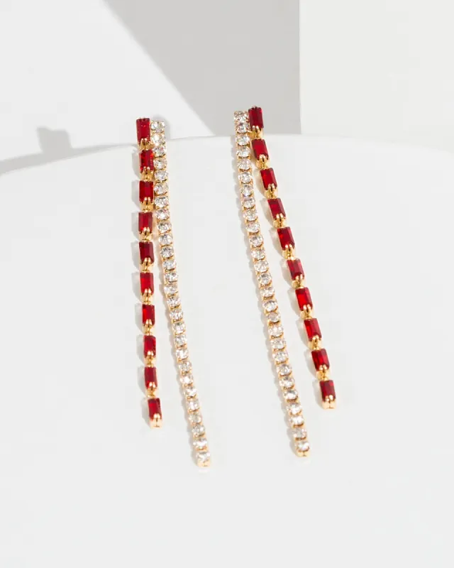 Red Double Row Chain Earrings sold by Collete Hayman