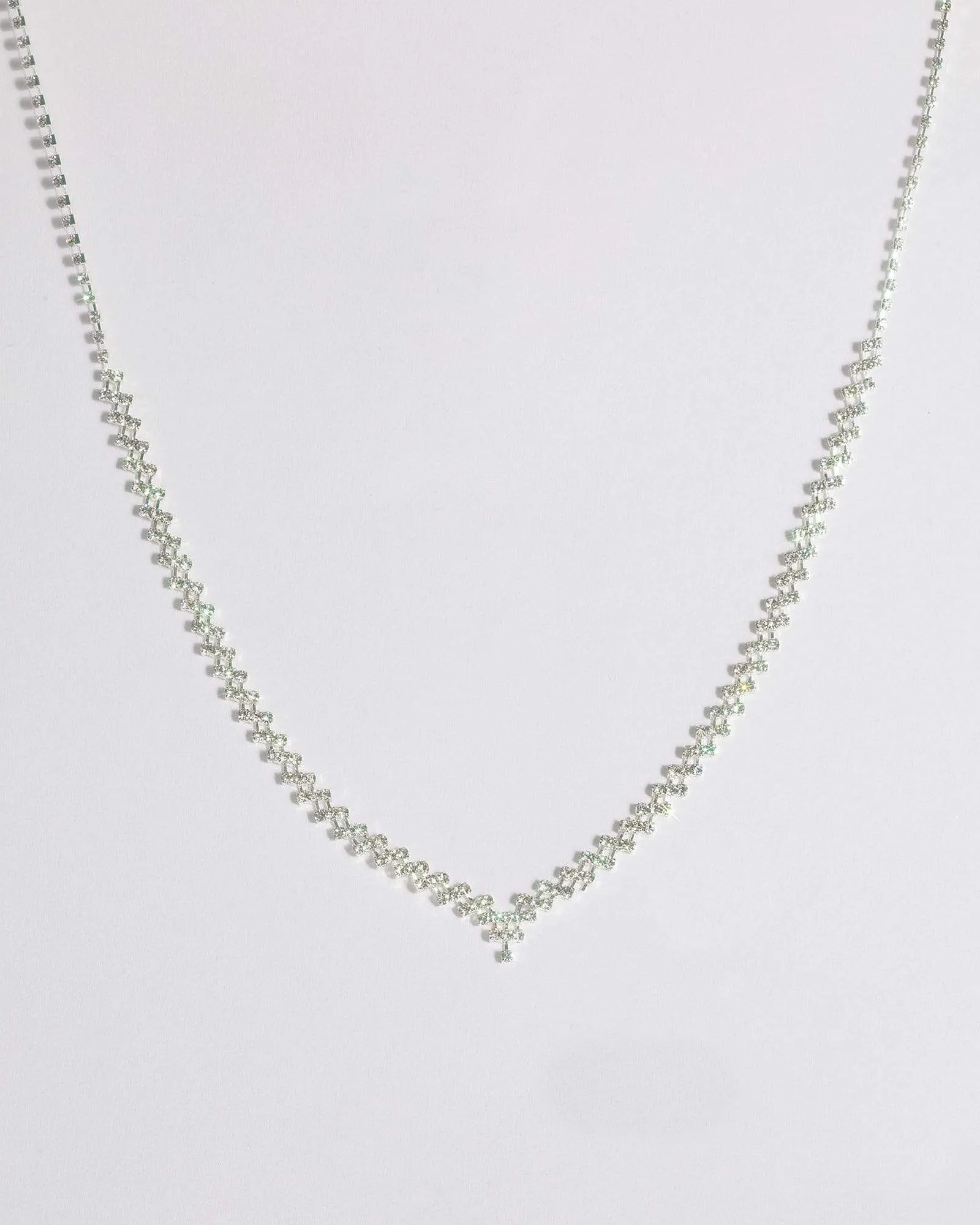 Silver Crystal Round Stone Short Necklace sold by Collete Hayman