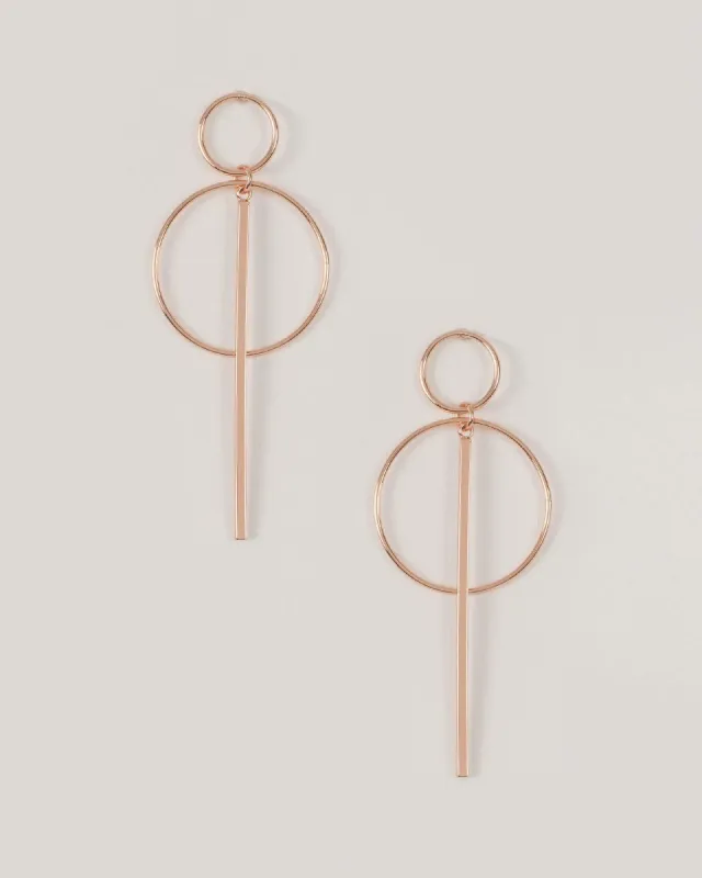 Rose Gold Circle Bar Drop Earrings sold by Collete Hayman