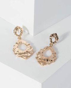 Gold Organic Metal Drop Earrings sold by Collete Hayman