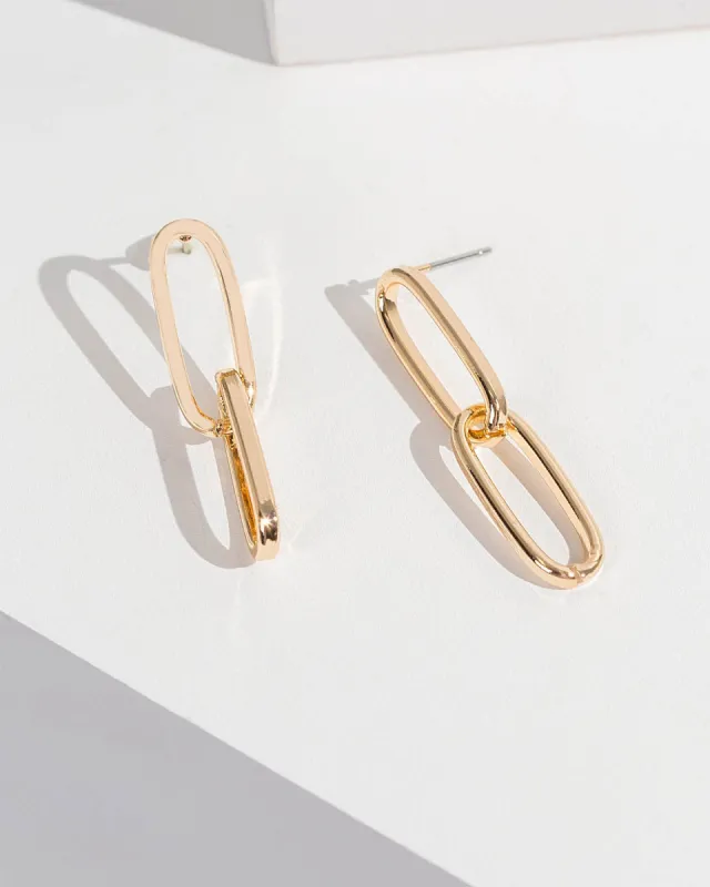 Gold Double Linked Chain Drop Earrings sold by Collete Hayman