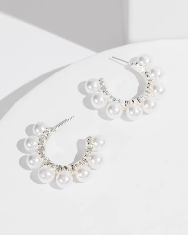 White Pearl Around Hoop Earrings sold by Collete Hayman