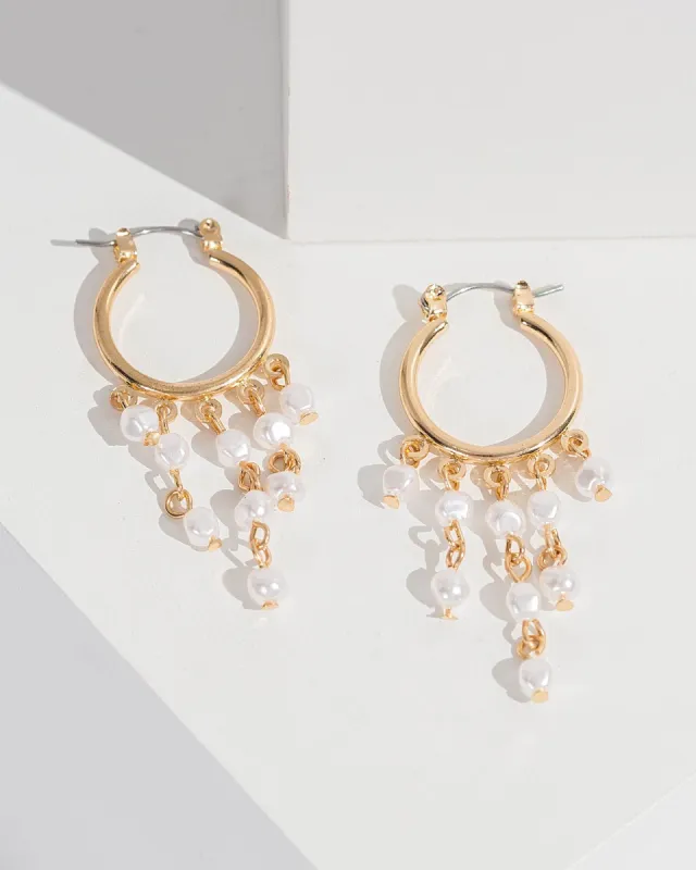 Pearl Tassel Huggie Hoop Earrings sold by Collete Hayman