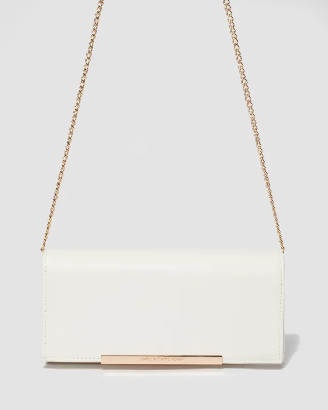 White Meghan Bar Clutch Bag sold by Collete Hayman