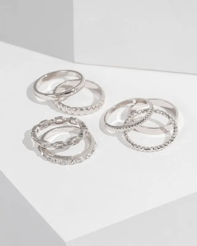 Silver Multi Texture Band Ring Pack sold by Collete Hayman