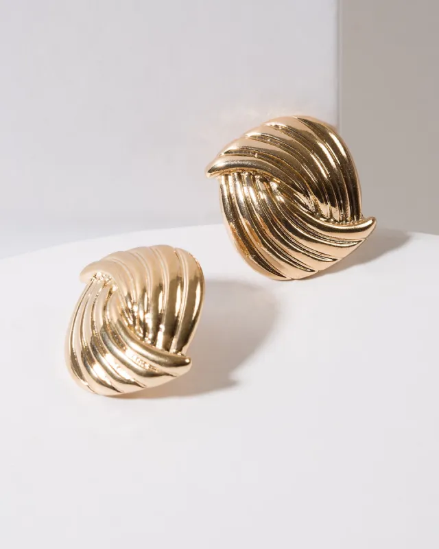 Gold Lined Overlap Clip On Earrings sold by Collete Hayman