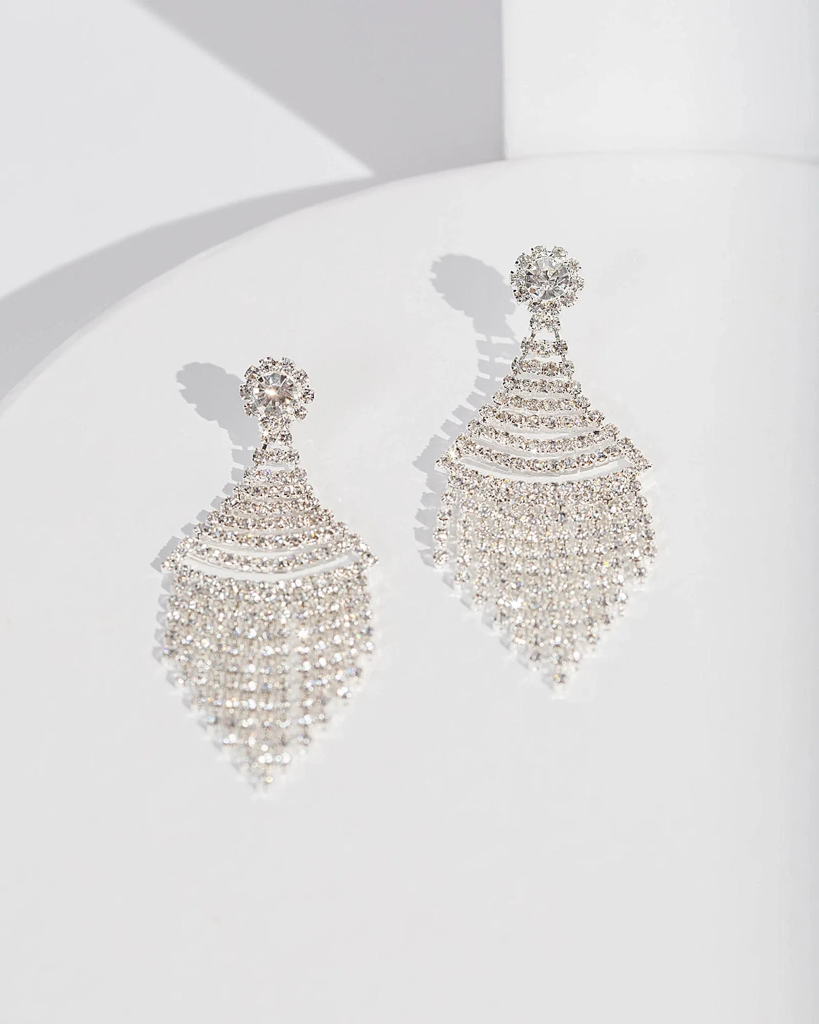 Silver Cone Crystal Earrings sold by Collete Hayman