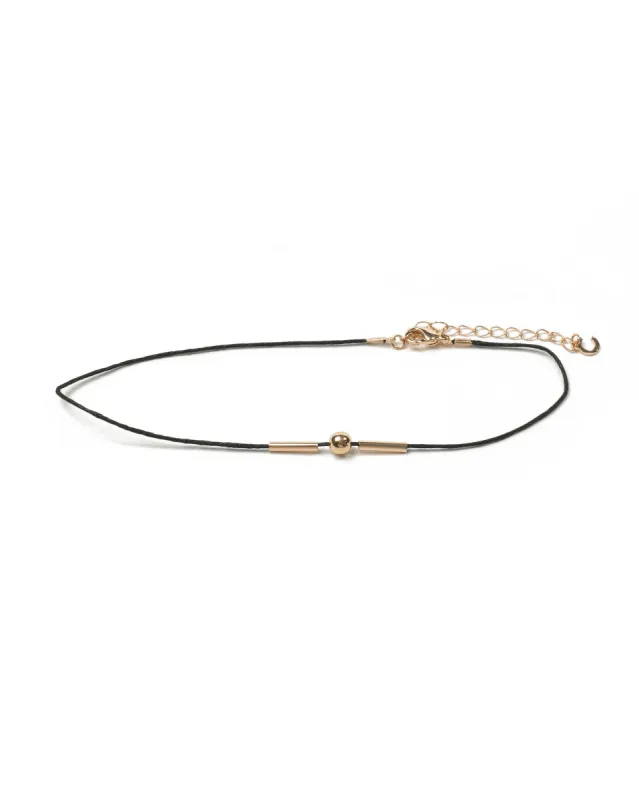 Black Gold Tone Metal Fine Cord Choker Necklace sold by Collete Hayman