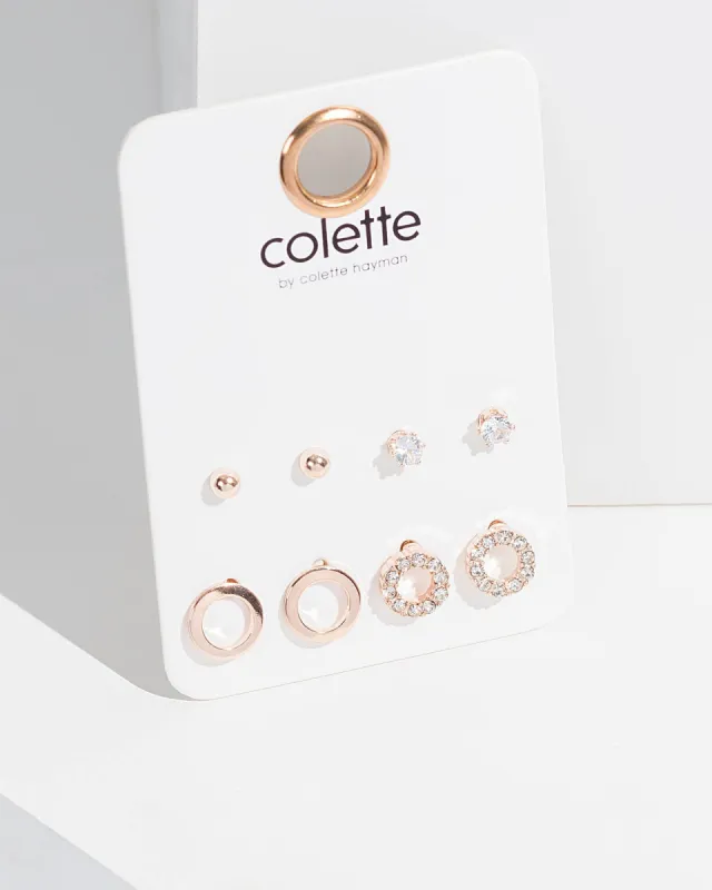 Rose Gold Mixed Stud Earring Pack sold by Collete Hayman