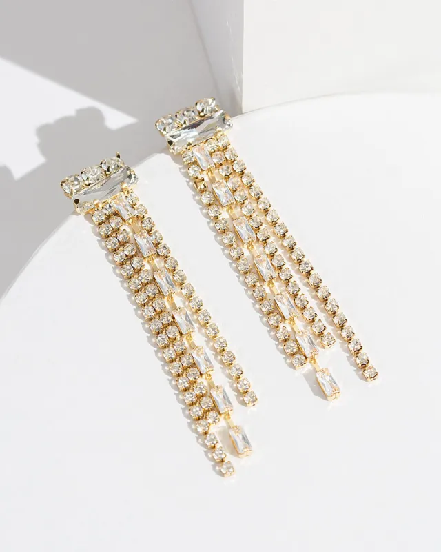 Gold Multi Crystal Tassel Earrings sold by Collete Hayman