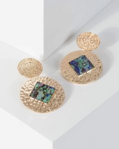 Gold Textured Metal Drop Earrings sold by Collete Hayman