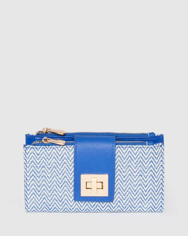 Blue Greta Lock Wallet made by Collete Hayman