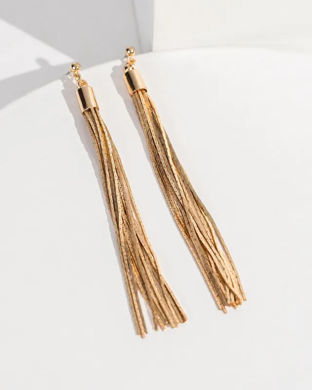Gold Fine Tassel Drop Earrings sold by Collete Hayman