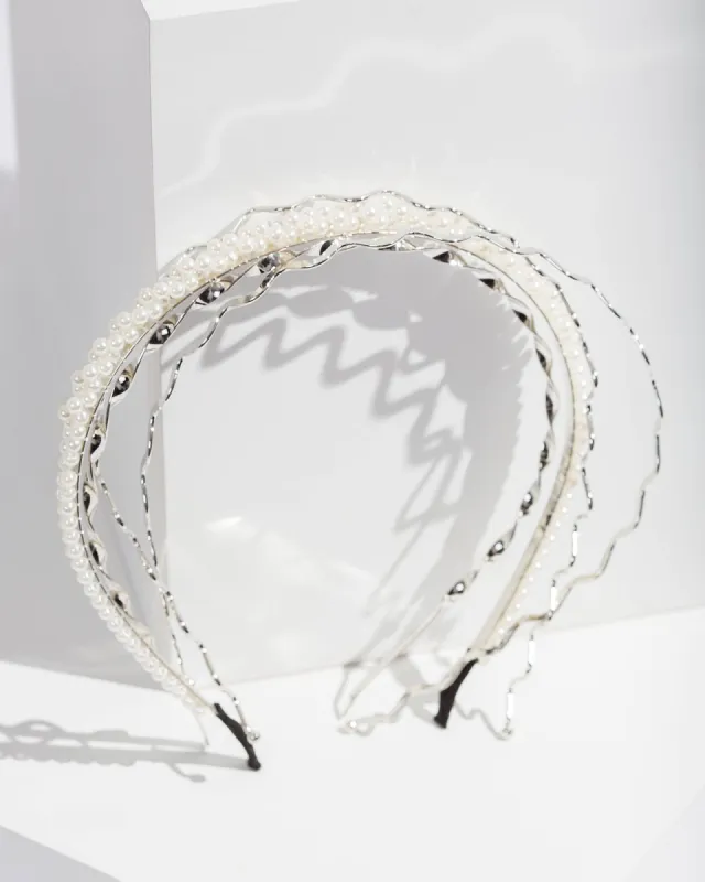 Silver And Pearl Detail Headband Pack sold by Collete Hayman