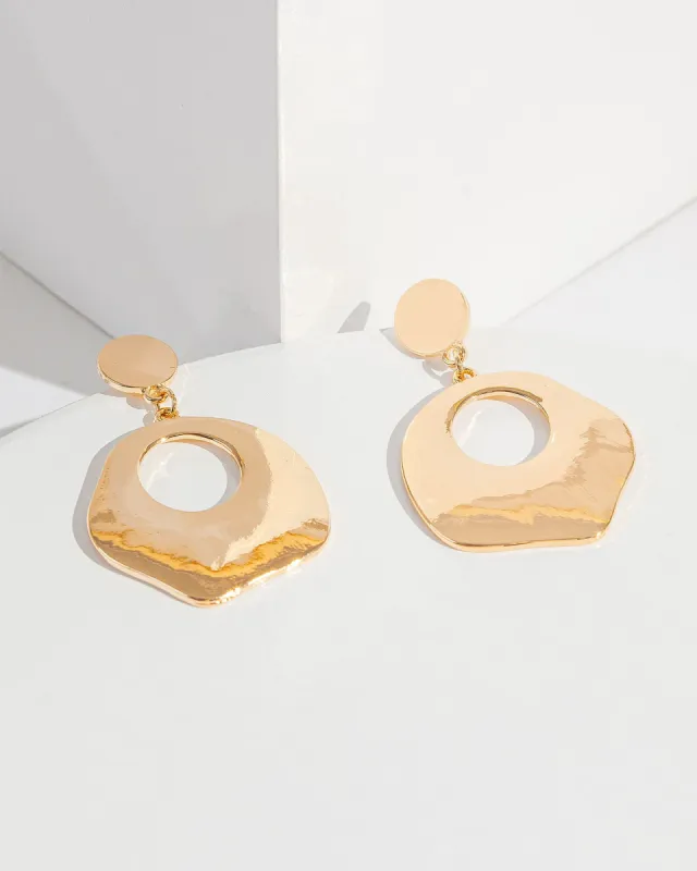 Gold Assymetrical Post Drop Earrings sold by Collete Hayman