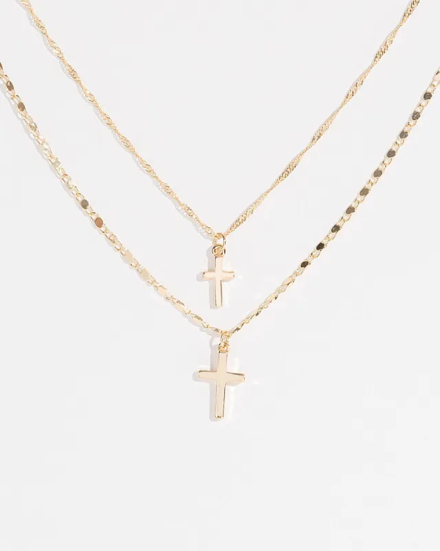 Gold Multi Pack Cross Detail Necklace sold by Collete Hayman