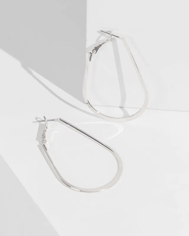 Silver Teardrop Outline Hoop Earrings sold by Collete Hayman