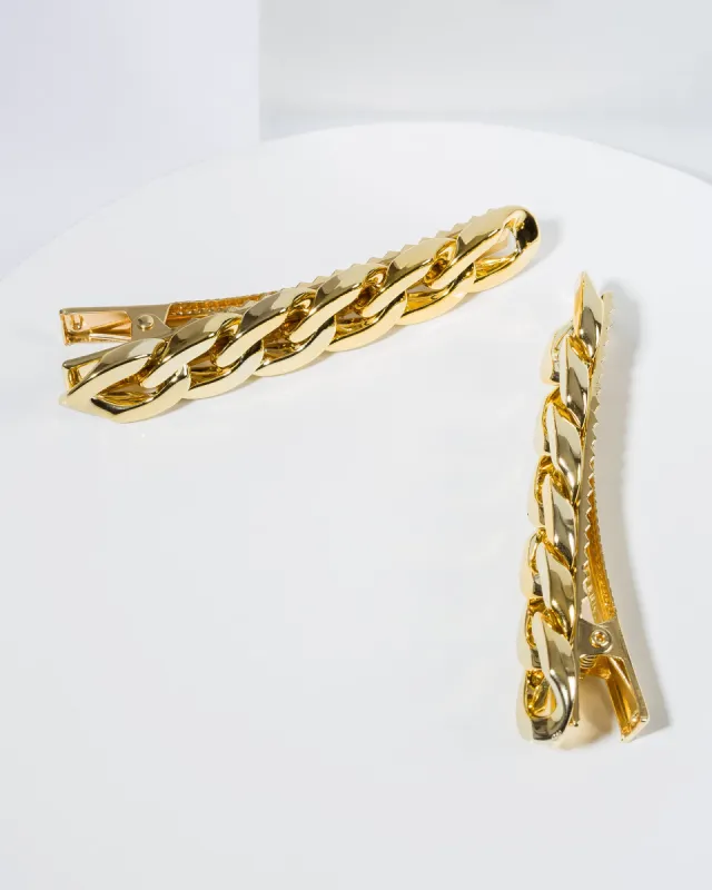 Gold 2 Pack Linked Chain Hair Slide sold by Collete Hayman