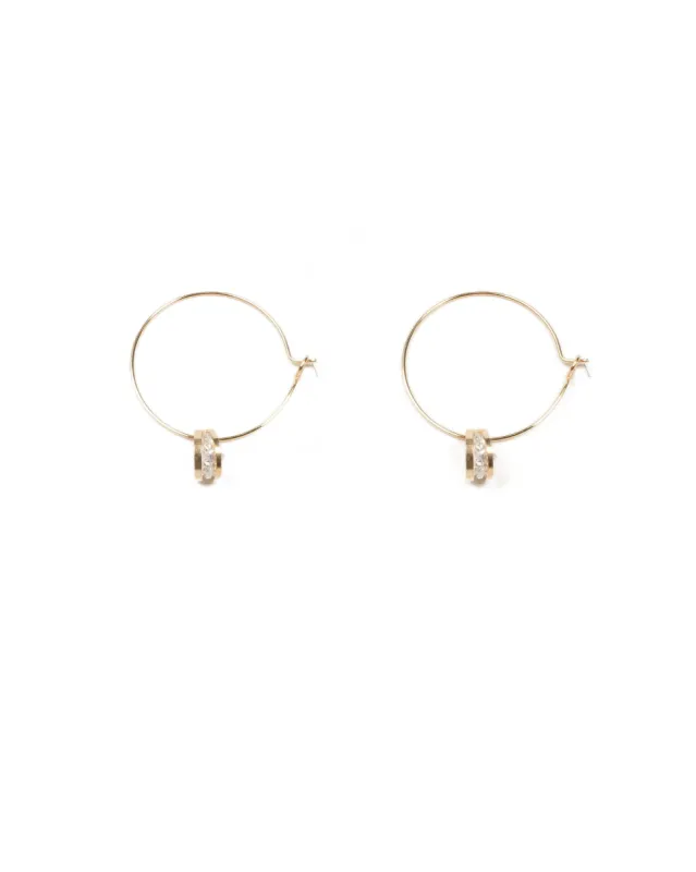 Cubic Zirconia Stone 25mm Hoop Earrings sold by Collete Hayman