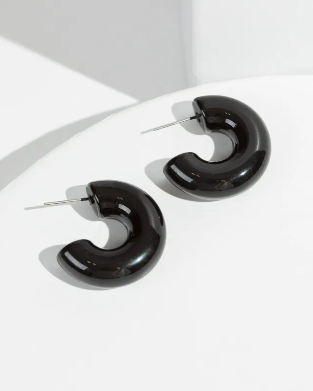 Black Small Chubby Hoop Earrings sold by Collete Hayman